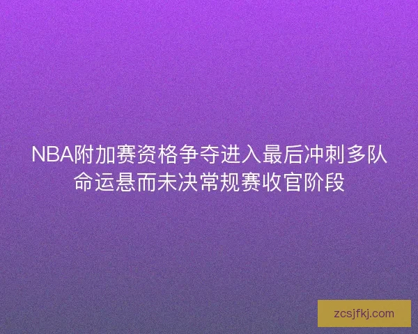 NBA附加赛资格争夺进入最后冲刺多队命运悬而未决常规赛收官阶段