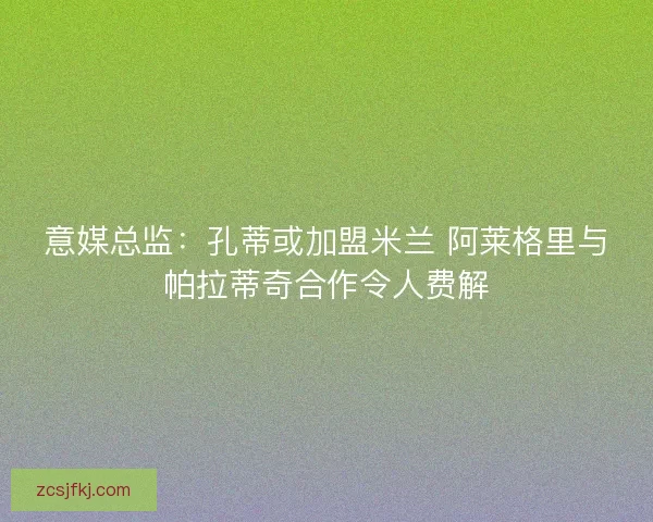 意媒总监：孔蒂或加盟米兰 阿莱格里与帕拉蒂奇合作令人费解